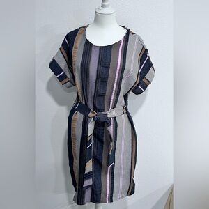 Blue and Gray Raglan Short Sleeve Midi Dress